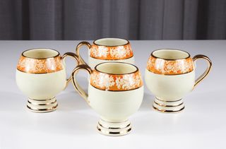 Quattro tazze Liberty ceramica Carraresi anni ‘30