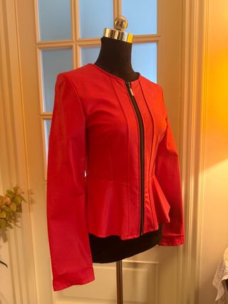 Giacca ecopelle rossa zip volan