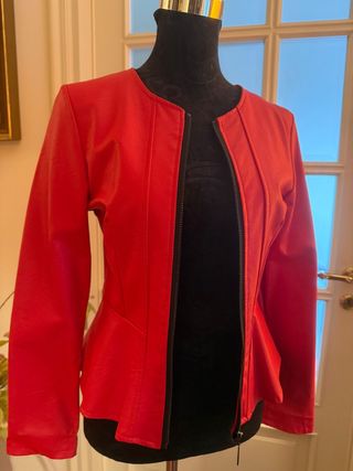 Giacca ecopelle rossa zip volan