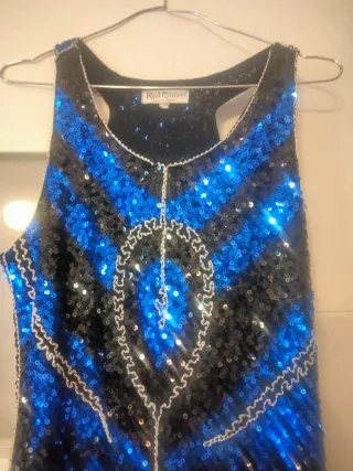 Vestido de fiesta lentejuelas azul y negro