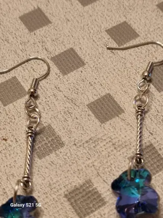 Orecchini Orsetto Cristallo Blu Viola