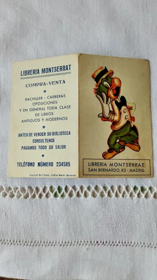 Calendario de mano 1950