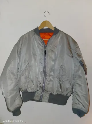 Chaqueta Alpha Industries USA 90s Plateada Naranja