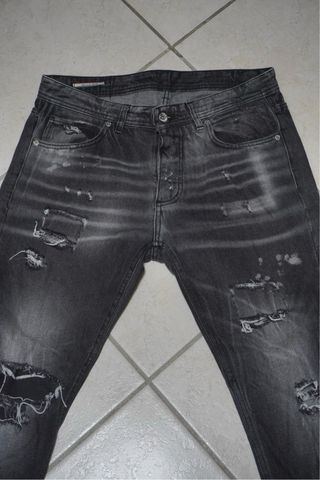 Jeans Uomo Grigio Strappati