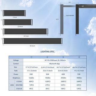 FZONE Luce Acquario Con Controllo Tramite APP, Spett