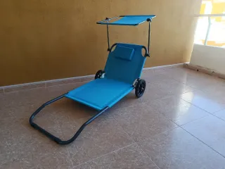 Hamaca plegable con ruedas azul