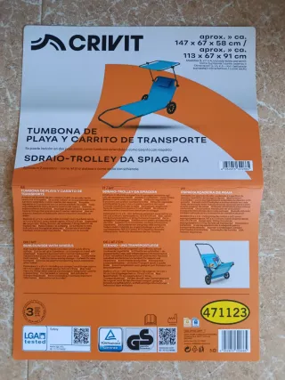 Hamaca plegable con ruedas azul