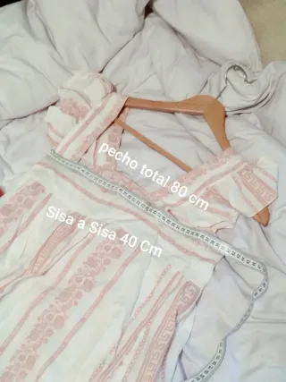 Top/Tunique Vintage 100% Coton Rose et Blanc