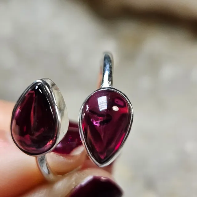 Anillo Plata 925 Granate Ajustable