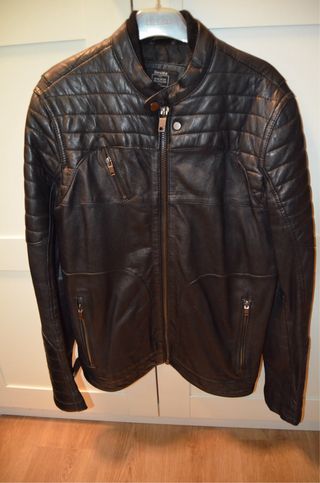 Cazadora Piel Bershka Negra Talla M