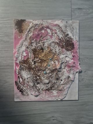 Arte abstracto dorado y rosa