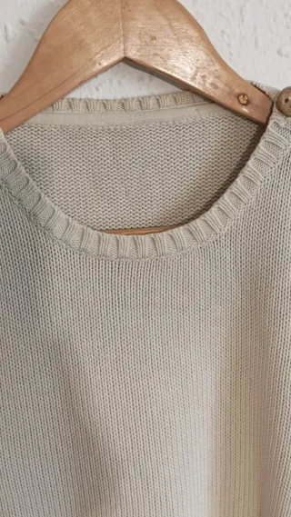 Jersey Zara cuello redondo botones blanco