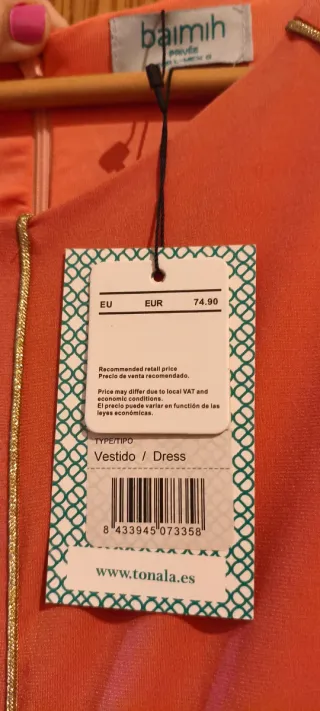 Vestido Tonalá Coral Talla L