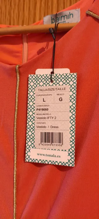 Vestido Tonalá Coral Talla L