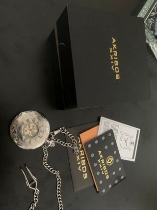 Reloj de Bolsillo Automático Akribos XXII Plateado
