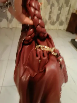 Borsa Manila Grace pelle marrone/rossa