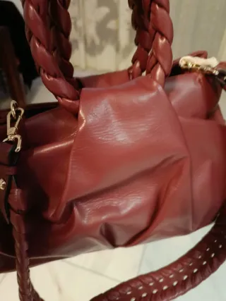 Borsa Manila Grace pelle marrone/rossa