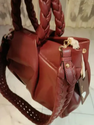 Borsa Manila Grace pelle marrone/rossa
