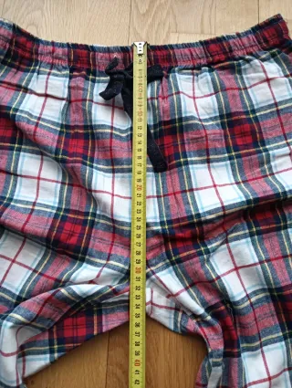 Pantalón largo franela cuadros rojo y blanco XXL