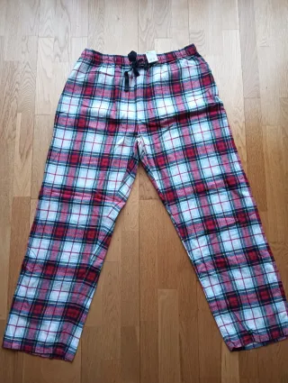 Pantalón largo franela cuadros rojo y blanco XXL