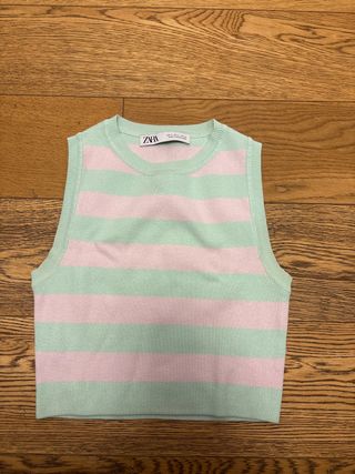 Top Zara a righe verde e rosa