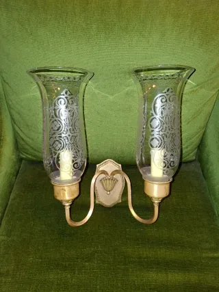 Applique da parete vintage dorato e cristallo