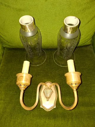 Applique da parete vintage dorato e cristallo