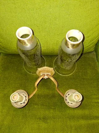 Applique da parete vintage dorato e cristallo