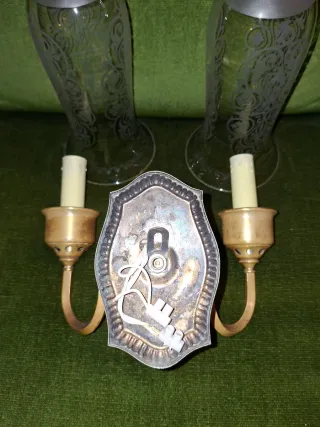 Applique da parete vintage dorato e cristallo