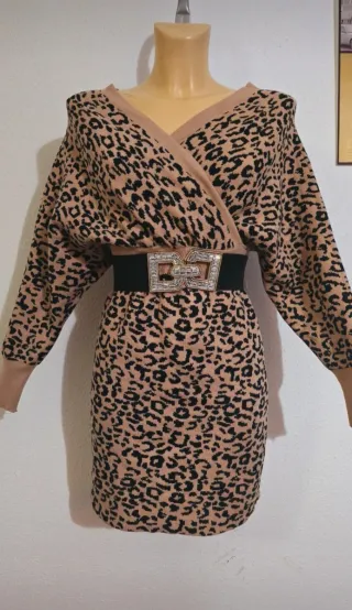 Vestido de punto estampado leopardo