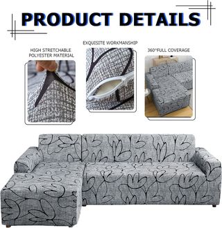 Copridivano per Chaise Longue 2 Pezzi in Grigio