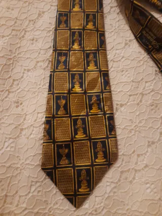 Corbata Lanvin Seda París Azul y Dorado