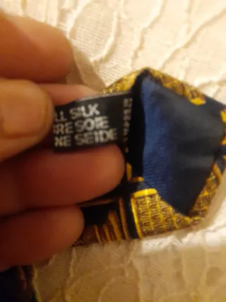 Corbata Lanvin Seda París Azul y Dorado