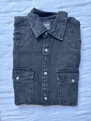 Camisa vaquera Zara Gris
