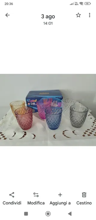 Set 6 Bicchieri Vetro Colorati Tropical