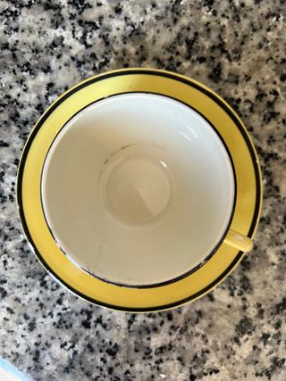 Juego de café en porcelana amarilla - buen estado