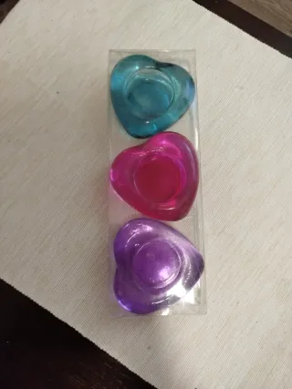 Set di tre portacandele a forma di cuore in cristallo