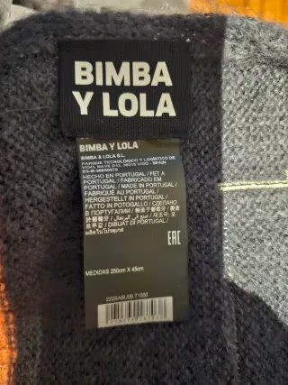 Bufanda Bimba y Lola Gris, Verde y naranja.