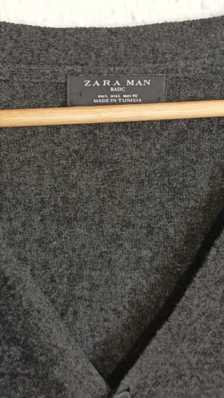 Cárdigan Zara Lana Gris Hombre Talla L