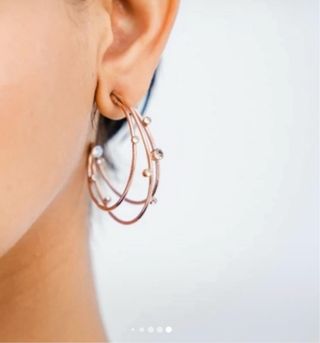 Pendientes Aro Triple Baño Oro Rosa 18K