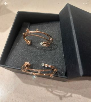 Pendientes Aro Triple Baño Oro Rosa 18K