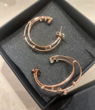 Pendientes Aro Triple Baño Oro Rosa 18K