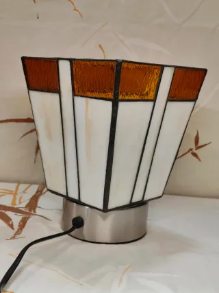 Coppia abat-jour Tiffany oro e bianco