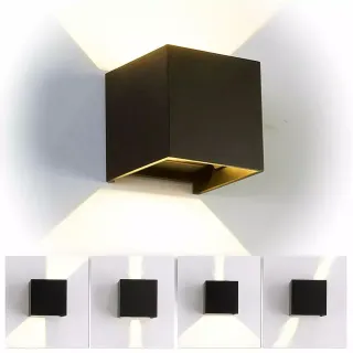 4 Applique Cubo LED 12W Nero Bianco Lampada