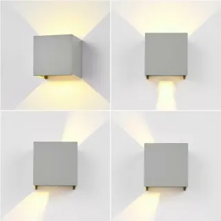 4 Applique Cubo LED 12W Nero Bianco Lampada