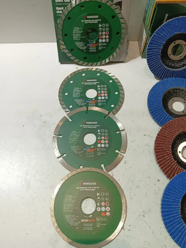 Lote 8 Discos Corte Diamante y Abrasivos PARKSIDE