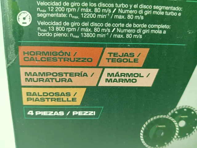 Lote 8 Discos Corte Diamante y Abrasivos PARKSIDE