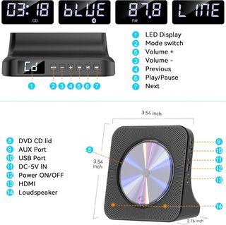 Gueray Reproductor de DVD para TV Bluetooth Reprod