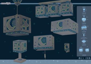 Lampada da soffitto per bambini Luna e Stelle di Dalber