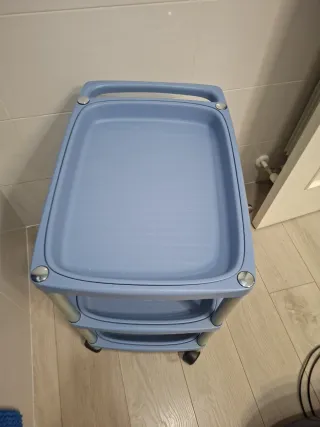 Carrito Auxiliar 3 Niveles Azul y Gris